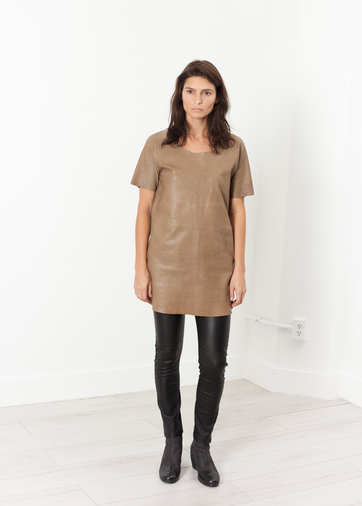 Leather Front Tunic - women's dresses - Ethnicyug Hache