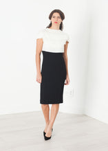 Load image into Gallery viewer, Layered Contrast Dress in Cream/Black - women's dresses - Ethnicyug Amelia Toro