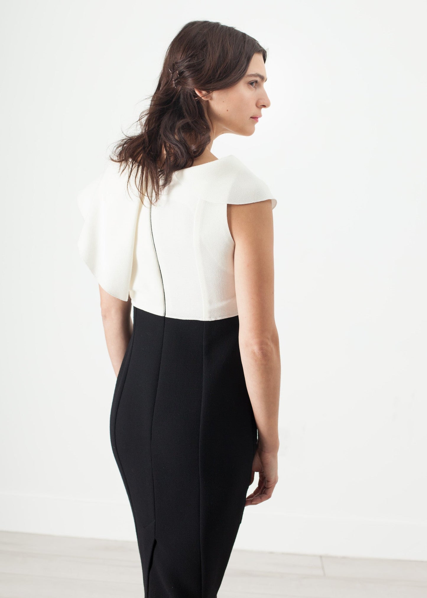 Asymmetric Dress in Cream/Black Black / 34 - women's dresses - Ethnicyug Amelia Toro