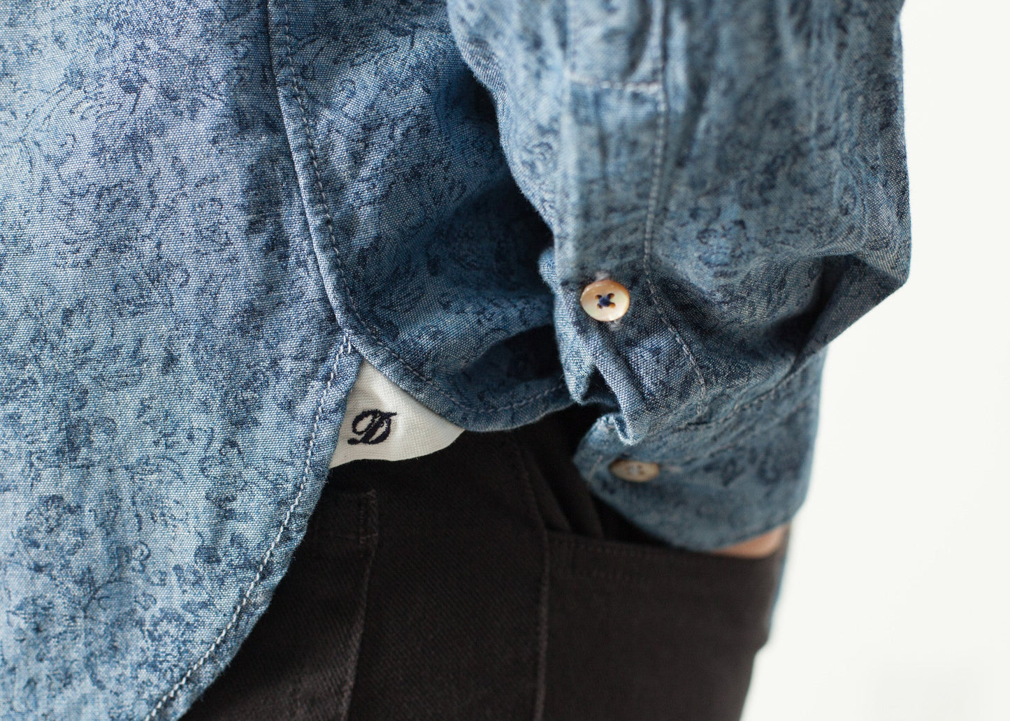 Floral Button-Up in Blue - men's button-ups - Ethnicyug Drumohr