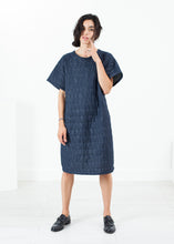 Load image into Gallery viewer, Quilted Mesh T-Shirt Dress in Navy
