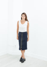 Load image into Gallery viewer, Contrast Zipper Skirt in Navy
