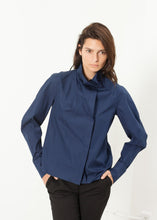 Load image into Gallery viewer, Full Collar Poplin Blouse in Navy
