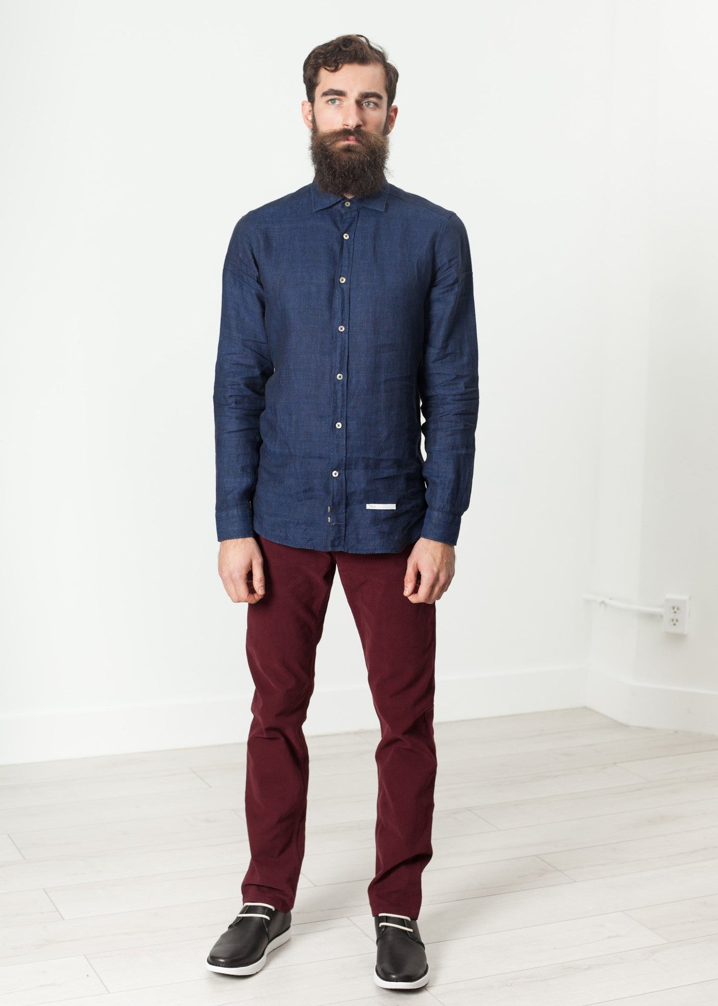 Button Up Shirt in Navy  - men's button-ups - Ethnicyug Drumohr