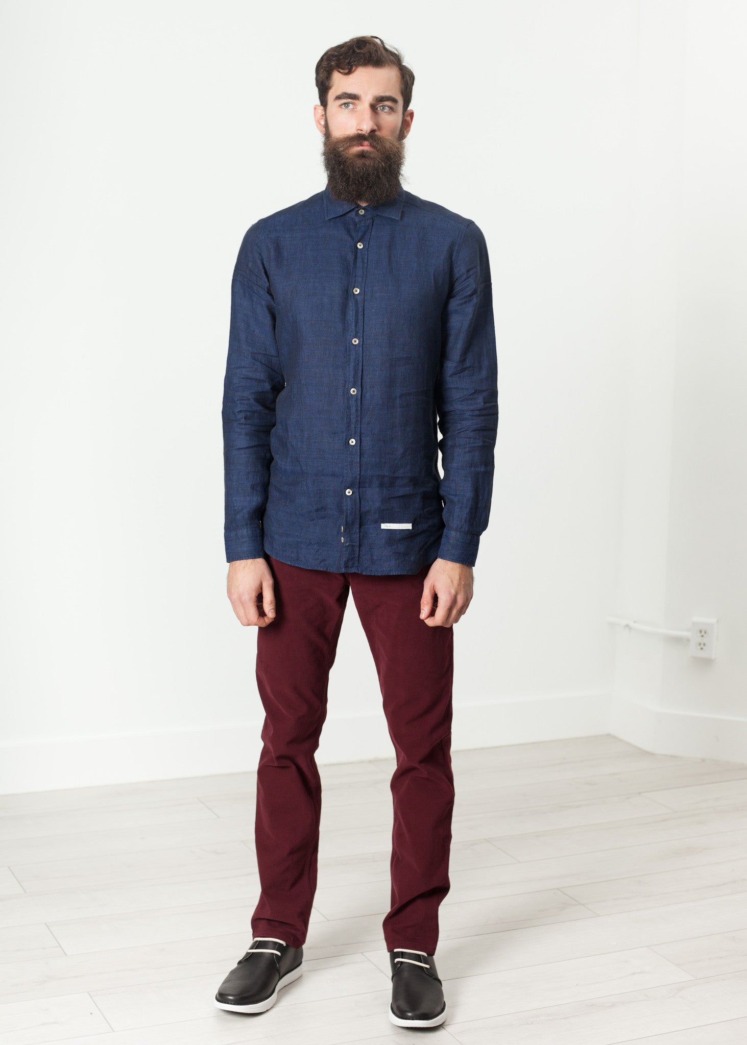 Button Up Shirt in Navy  - men's button-ups - Ethnicyug Drumohr