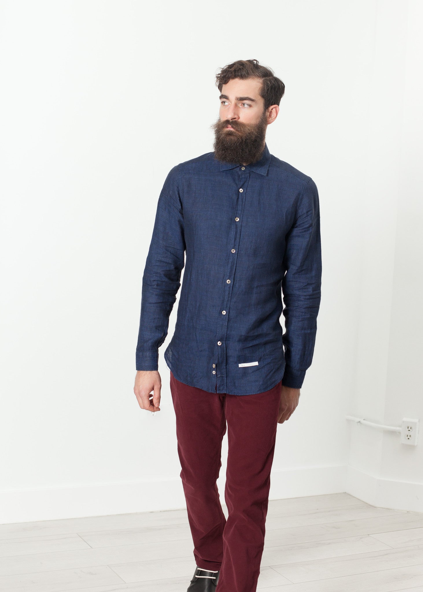 Button Up Shirt in Navy  - men's button-ups - Ethnicyug Drumohr