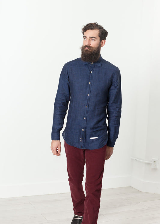 Button Up Shirt in Navy  - men's button-ups - Ethnicyug Drumohr