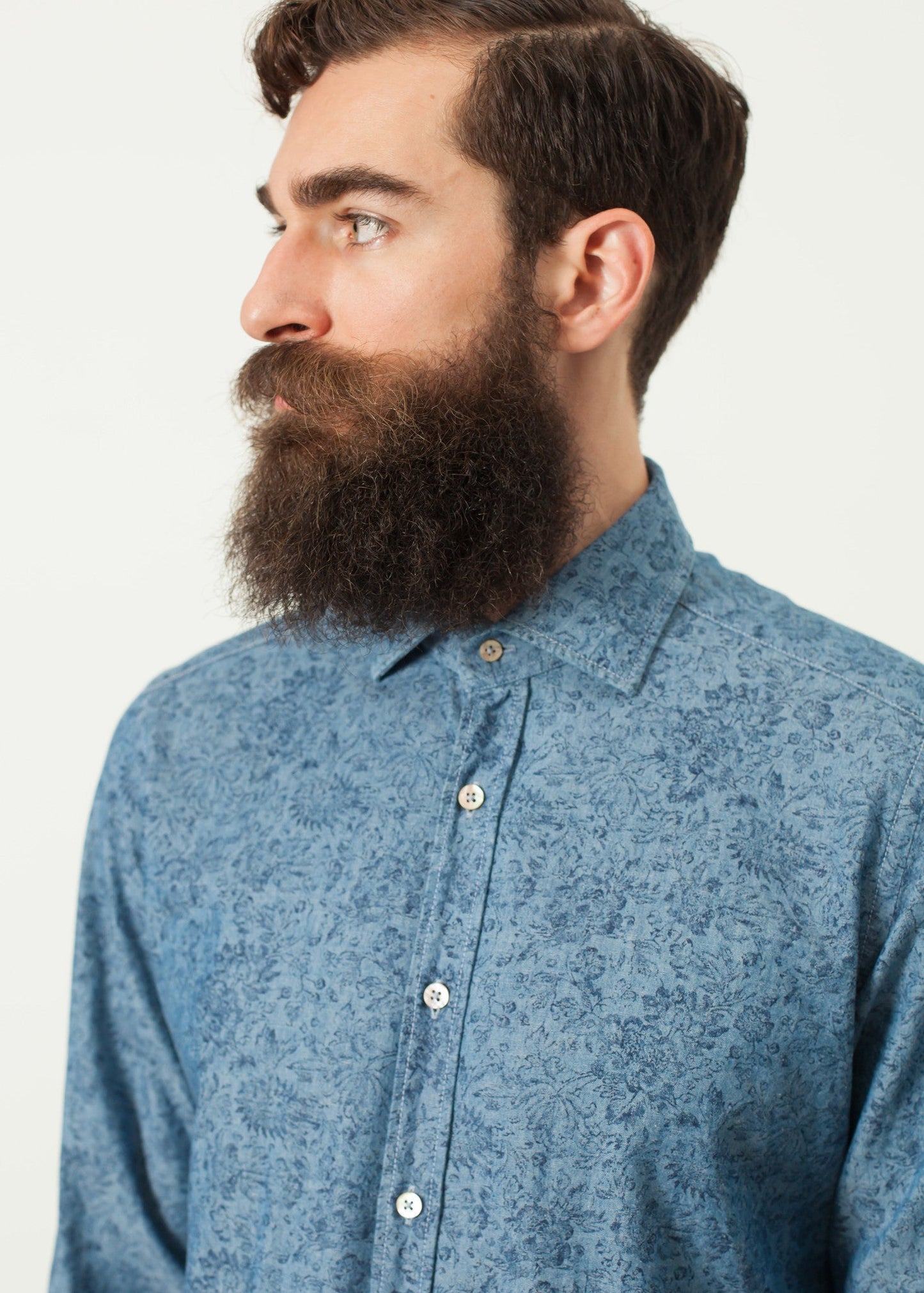 Floral Button-Up in Blue  - men's button-ups - Ethnicyug Drumohr