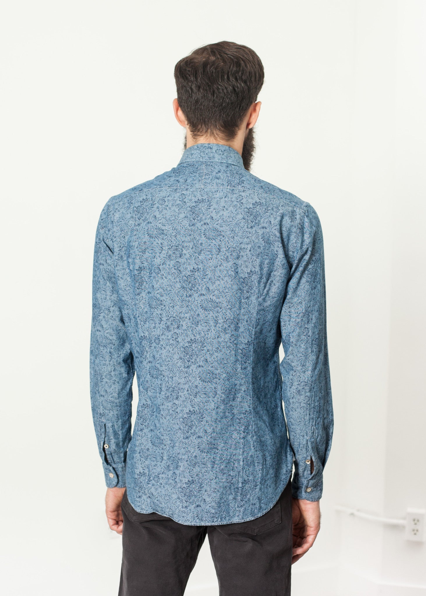 Floral Button-Up in Blue  - men's button-ups - Ethnicyug Drumohr