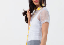 Load image into Gallery viewer, Sheer Button-Up Blouse in Pale Blue
