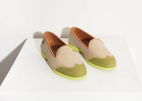 Wingtip Loafer in Lime  - women's shoes - Ethnicyug Verba