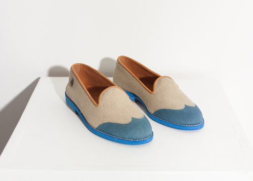 Wingtip Loafer in Blue  - women's shoes - Ethnicyug Verba