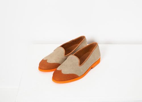 Wingtip Loafer in Orange  - women's shoes - Ethnicyug Verba