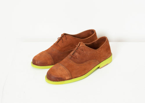 Suede Oxford in Natural/Lime  - women's shoes - Ethnicyug Verba